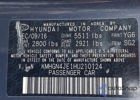 2017 Genesis G80 3.8 from USA, damaged, VIN KMHGN4JE1HU210124